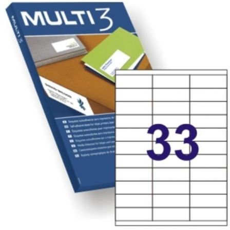 Apli Multi-3 Etiquetas Adhesivas 70x25,4mm Cantos Rectos Blanco